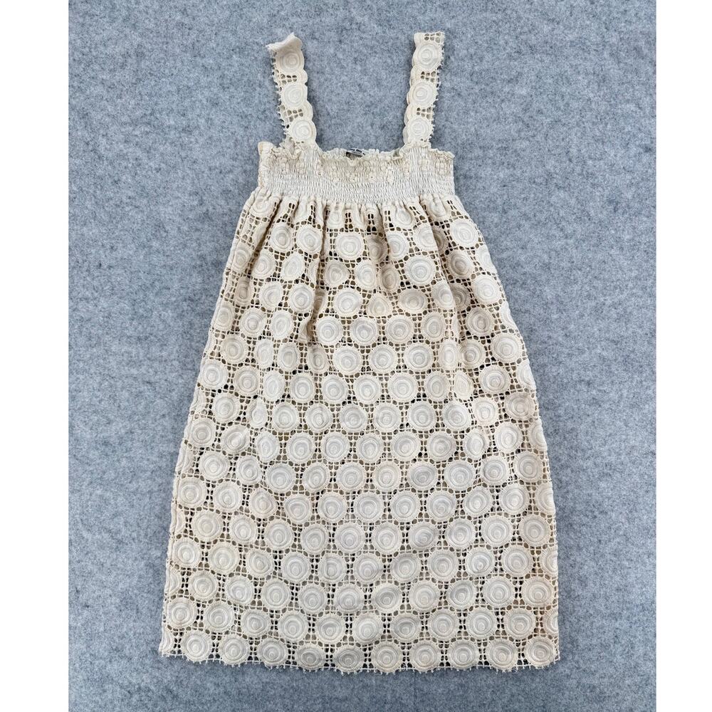 Miu Miu Geometric Crochet Sleeveless Beige/Cream A-Line Mini Dress Size 40